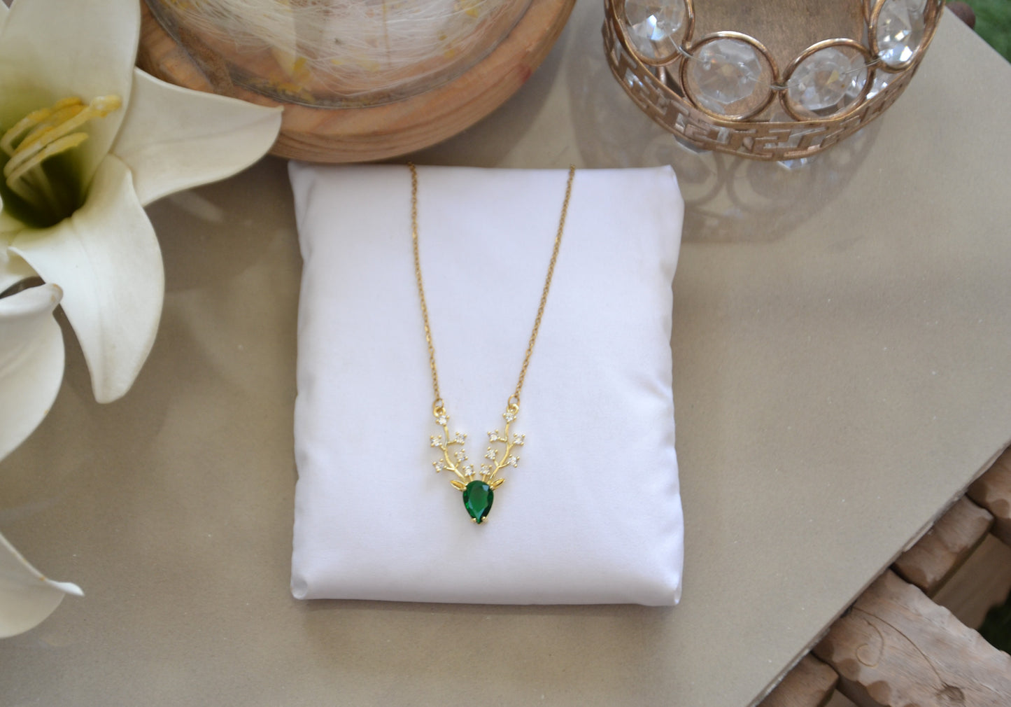 Emerald Antler Elegance Necklace
