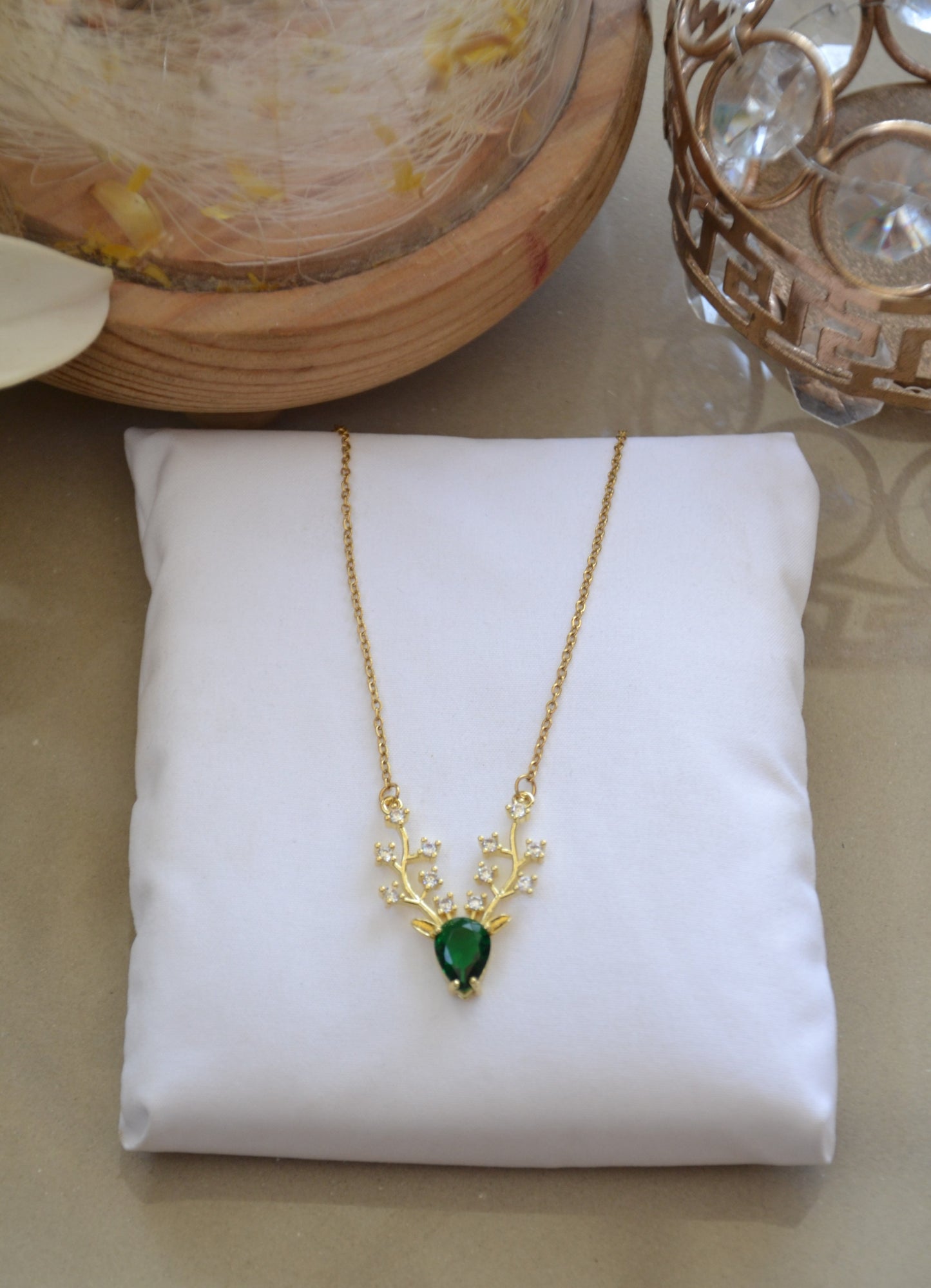 Emerald Antler Elegance Necklace
