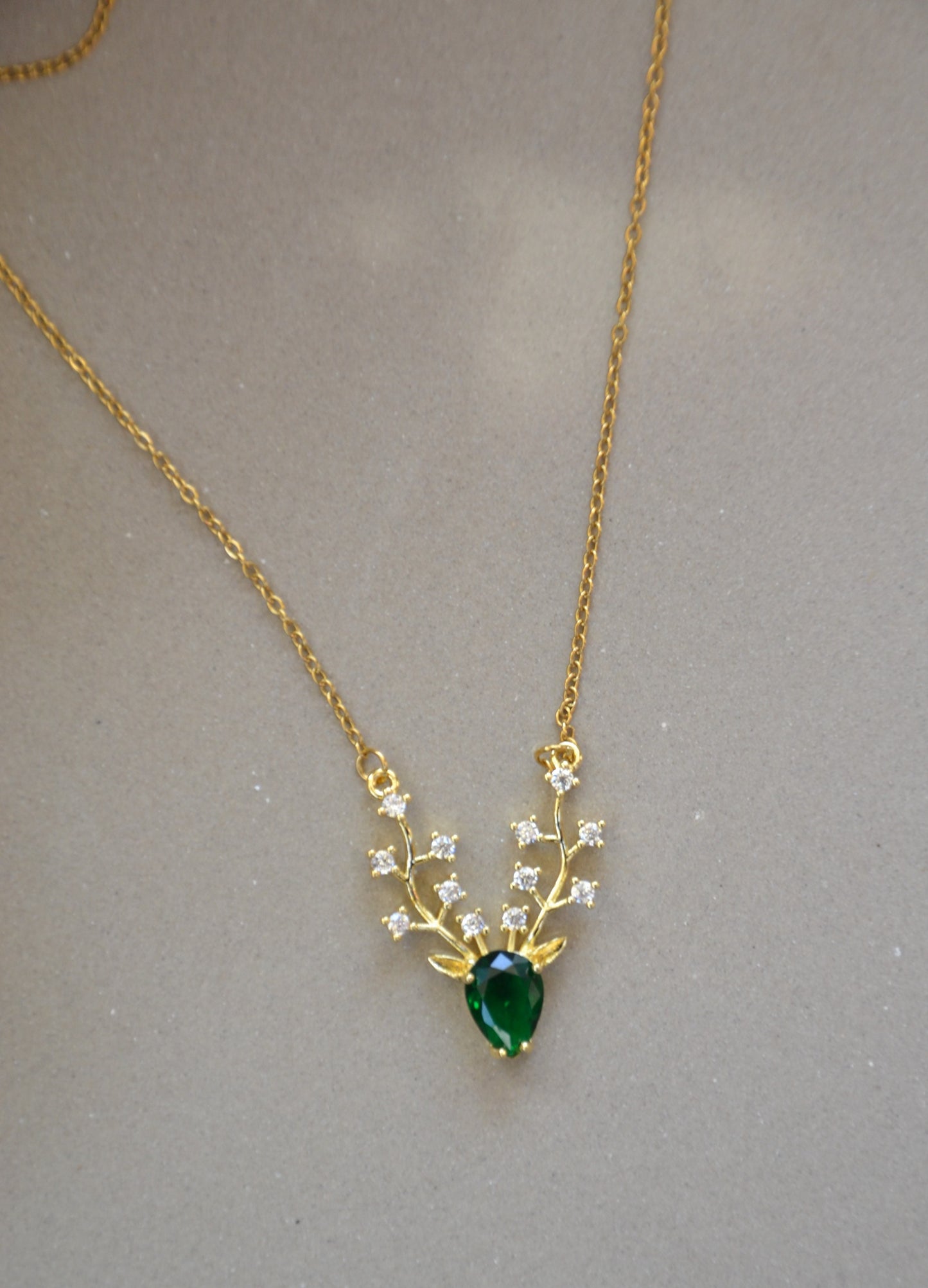 Emerald Antler Elegance Necklace