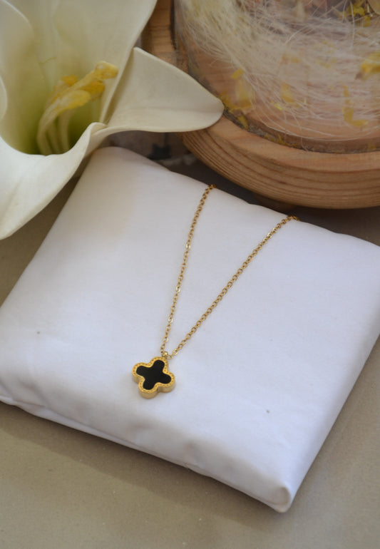 Dual Tone Clover Pendant Necklace